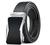 BuzToz Men's, Leather Ratchet Dress Sliding Adjustable Belts, Zd056-h Silver, 52-58W
