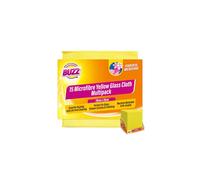 Buzz 15pk Lint Free Cloths Microfibre Yellow Streak Free Glass Cloth Multipack Reusable Yellow Dusters for Polishing Streak-Free Cleaning Home