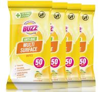 Buzz 200pk Anti-Bac Multisurface Wipes, 18cm x 19cm Lemon Scented Cleaning Wipes for Kitchen, Home & Office Surfaces, Multi-Purpose Surface Cleaner, Streak-Free, Quick-Drying, Remove Grease & Dirt