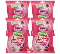 Buzz 200pk Anti-Bac Multisurface Wipes, 18cm x 19cm Rhubarb Scented Cleaning Wipes for Kitchen, Home & Office Surfaces, Multi-Purpose Surface Cleaner, Streak-Free, Quick-Drying, Remove Grease & Dirt