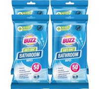 Buzz 200pk Bathroom Anti-Bac Wipes, Antibacterial Toilet Cleaning Sheets, Ultra-Strong Large Multi-Surface Cloths for Floors, Desk, Kitchen, Soap Scum Remover, Household Disinfectant