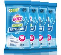 BUZZ 220pk Antibacterial Wipes Surface - Bathroom Cleaning Wipes | Bathroom Surface Wipes - Ocean Surf Anti-Bac Wipes in 4 Resealable Packs, 55
