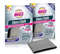 BUZZ 2pk Glass Cloth with Germ Shield - Streak Free Microfibre Cleaner