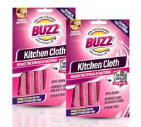 Buzz 2pk Kitchen Cloth with Germ Shield, Microfibre Cleaning Cloth, Durable & Absorbent Design, Removes Dirt, Grease & Grime, Ideal for Kitchen, Home & Office Cleaning, Reusable & Machine Washable