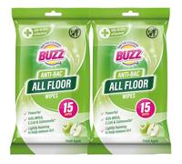 Buzz 30pk Anti-Bac All Floor Wipes, 20cm x 28cm Apple Scented Floor Wipes, Extra Stong Quick-Drying, Safe for All Types of Floors Like Wooden & Laminated, Ideal for Dust Removal & Daily Cleaning