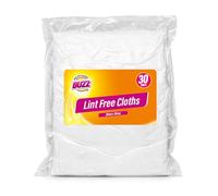 Buzz 30pk Lint Free Cloth, 30cm x 30cm White Microfibre Reusable Cleaning Cloths for Oiling Wood, Polishing Glass, Wiping Screens, Soft Dusting Rags for Kitchen, Home, and General Surface Cleaning