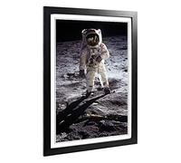 Buzz Aldrin Moon Landing Space Framed Wall Art Print A2 Black
