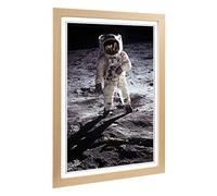 Buzz Aldrin Moon Landing Space Framed Wall Art Print A2 Oak