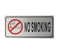 BUZZ COOL Metal No Smoking Signage Board for Home, Office, Shops and Elsewhere, Silver (8" x 3")