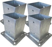 BUZZ Gardens Fence Post Support Bolt-on hot-dip Galvanized Sleeve Anchor Fence Post Foot (80x80 Set of 4)