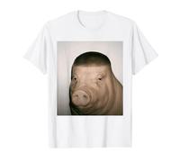 Buzz Haircut Wigger Pig Funny Internet Meme AI Animal Joke Value Graphic T-Shirt, Men, White, M