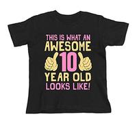 buzz shirts 10th Birthday Gift - This is What an Awesome 10 Year Old Looks Like - Girls Kids Organic T-Shirt (12/14 Years, Black)