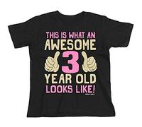 buzz shirts 3rd Birthday Gift - This is What an Awesome 3 Year Old Looks Like - Girls Kids T-Shirt (3/4 Years, Black)