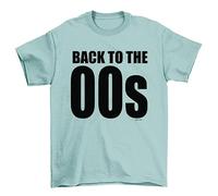 buzz shirts Back to The 00's, Women's Retro Music Party T-Shirt, Noughties Weekend Top, Made from Organic Cotton Caribbean Blue