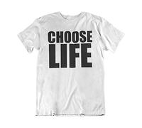 buzz shirts Choose Life, Mens or Women's 1980`s Retro Party Organic Cotton Fancy Dress T-Shirt White