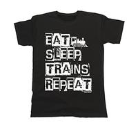 buzz shirts Eat Sleep Trains Repeat - Mens Locamotive Train T-Shirt