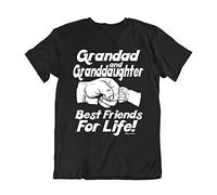 buzz shirts Grandad & Granddaughter, Friends for Life, Grandfather T-Shirt, Regular Fit, Made from Organic Cotton Black