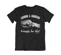 buzz shirts Grandad & Grandson Friends for Life, Grandfather T-Shirt, Made from Organic Cotton (Small, Black)