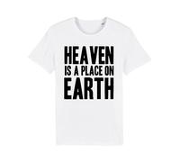 buzz shirts Heaven is A Place On Earth T-Shirt, Unisex Mens Womens Retro 80s Fancy Dress, Made from Organic Cotton