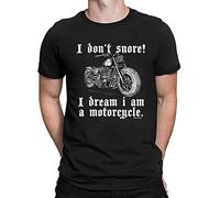 buzz shirts I Don't Snore, I Dream I'm A Motorcycle, Mens Motorcycle T-Shirt, Gift for Snoring (Small, Black)