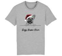 buzz shirts Personalised French Bulldog Christmas T-Shirt for Dog Lovers, Mens or Womens Unisex Fit Grey