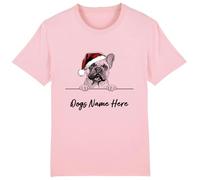 buzz shirts Personalised French Bulldog Christmas T-Shirt for Dog Lovers, Mens or Womens Unisex Fit Pink