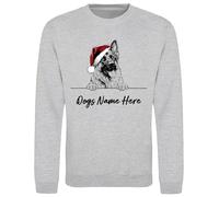 buzz shirts Personalised German Shepherd Alsatian Christmas Sweatshirt For Dog Lovers, Mens or Womens Unisex Fit Grey