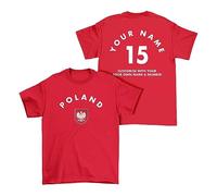buzz shirts Personalised Poland T-Shirt, Adults Kids Baby Family, Name/Number Made from Organic Cotton Red