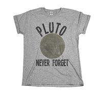 buzz shirts Pluto Never Forget - Mens or Womens Organic Cotton Planet Space T-Shrit Grey