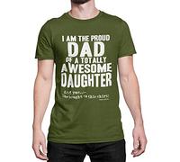 buzz shirts Proud DAD of an Awesome Daughter, Mens Organic Cotton T-Shirt Novelty Fathers Themed Military Green