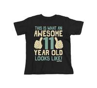 buzz shirts This is What an Awesome 11 Year Old Looks Like, Boys 11th Birthday T-Shirt, Made from Organic Cotton Black