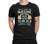buzz shirts This is What an Awesome 50 Year Old Looks, Mens Birthday T-Shirt, Made from Organic Cotton Black