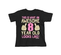 buzz shirts This is What an Awesome 8 Year Old Looks Like, Girls 8th Birthday T-Shirt, Made from Organic Cotton Black
