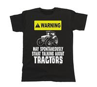 buzz shirts Warning May Spontaneously Talk About Tractors T-Shirt Mens Ladies Unisex Black