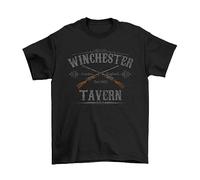 buzz shirts Winchester Tavern, Regular Fit Movie Themed T-Shirt, Made from Organic Cotton Black