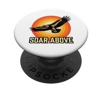 Buzzard Flying Soar Above Design with Retro Circle PopSockets Adhesive PopGrip