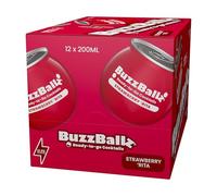 BuzzBallz Strawberry Rita, Ready to Drink Margarita, 13.5% ABV, 12x200ml, Pre Mixed Cocktail Made from Vodka with Strawberry, Citrusy, Sweet and Fruity Notes, with Natural Flavours, Gift Idea