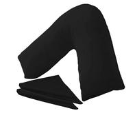 Buzzbuy 2 Pack V shaped pillowcases covers |100% Poly-cotton Back & Neck Support Orthopaedic Pregnancy/Nursing V Pillow case covers only (Black)