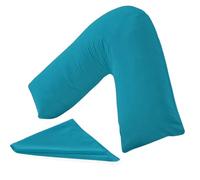 Buzzbuy V shaped pillowcase cover,Pack of 2 100% Poly-cotton Back & Neck Support Orthopaedic Pregnancy/Nursing V Pillowcase cover only (Teal)