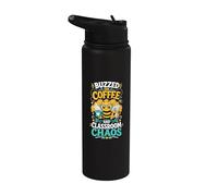 Buzzed Coffee Classroom Chaos Bee Stainless Steel Insulated Water Bottle