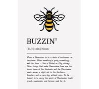 Buzzin Definition Manchester Wall Art Print, Mancunian Wall Decor. Size A4