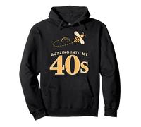 Buzzing Into My 40s - Funny 40th Birthday Bee Lover Pullover Hoodie