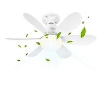 BuzzoXerex Ceiling Fan with Light and Remote Control, 40 W, Dimmable LED Ceiling Fan with E27 Socket, Chandelier, Ceiling Fan for Bedroom, Living Room, 6 Blades, 3 Speeds