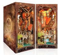 BuzzoXerex DIY Book Nook 3D Wooden Bookends with Dustproof Cover, DIY Miniature Kit with LED Light Manual for Home Decor Bookcases and Making Creative Gifts (Phantom Valley)