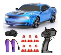 BuzzoXerex Drift Car Remote Controlled, Mini Drift Car, 1:24 4WD Mini RC Car with LED Lights, 18 km/h, RC Remote Controlled Toy Car for Adults and Children from 6 Years Older (Blue)