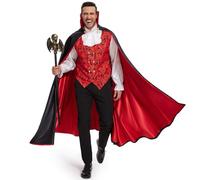 BuzzoXerex Men's Vampire Costume, Halloween Dracula Costume, Men's Halloween Dress Vampire with Vampire Cape, Bat Scepter for Halloween, Cosplay Party (M)