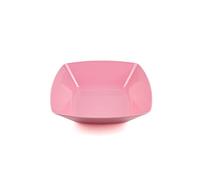 Buzztrove 4 Pcs Deep Square Plastic Bowls Set | 16 cm, 19 cm & 24 cm | Unbreakable Colorful Bowls for Parties, E-Co Friendly, Reusable Bowls for Salad & Pasta (Pink, 19 x 19cm)