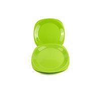 Buzztrove 4 Pcs Flat Plastic Plates | S/M/L Unbreakable Kids Plates for Outdoor Parties, Colorful Picnic Plates | E-Co Friendly Reusable Plastic Plates (Large 27 x 27cm, Green)