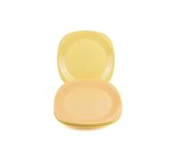 Buzztrove 4 Pcs Flat Plastic Plates | S/M/L Unbreakable Kids Set for Outdoor Parties, Colorful Picnic | E-Co Friendly Reusable (Large 27 x 27cm, Yellow)