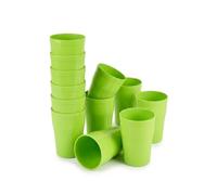 Buzztrove Pack of 12 x Unbreakable Reusable Plastic Cups Durable Plastic Drinking Cups Tumblers Set for Kitchen Outdoor Parties Picnics BBQ’s Travels Dishwasher & Microwave Safe (300ml, Green)